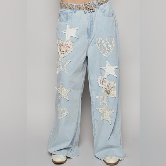 POL Denim - ❤️New POL Women's Jeans w/ Patchwork Heart and Star Design. Small, Medium, Large